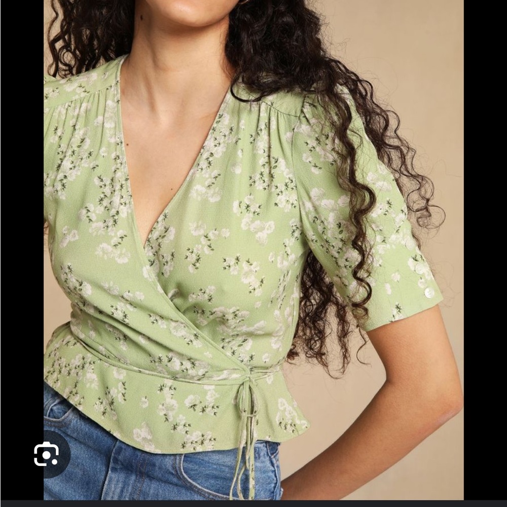 Rouje Green Puff Sleeve Wrap Blouse Dita Size 36
